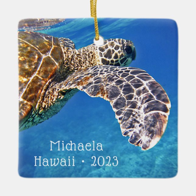 Personlig Hawaii Sea Turtle Julgransprydnad Keramik (Framsida)