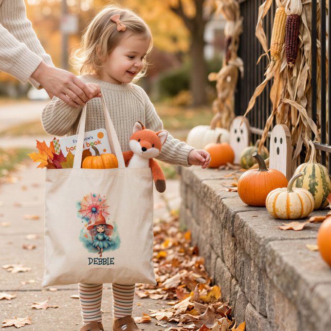 Personlig häx-trick-or-treat barnväska tygkasse (Skapare uppladdad)