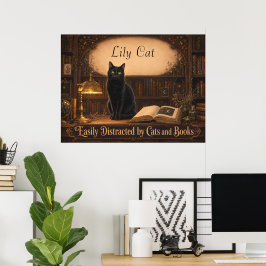 Personlig Häxa Katt och Böcker Mysig Bibliotek Poster