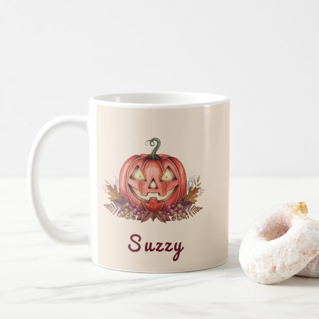 Personlig Häxans Brygd Pumpa Kaffemugg (Med munk)