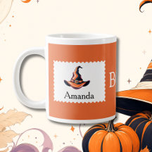 Personlig häxhatt i orange för Halloween