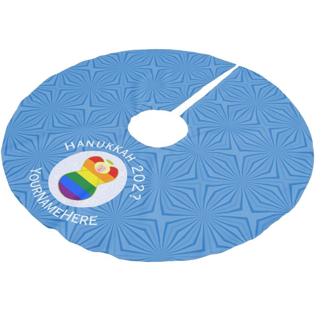 Personlig HBT-pris Blond Ängel Hanukkah-flagga Julgransmatta Borstad Polyester (Vinklad)