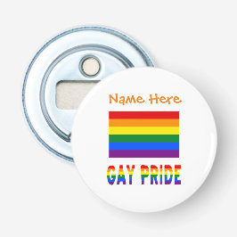 Personlig HBTQ Regnbåge Gay Pride Flagga Rund Flasköppnare