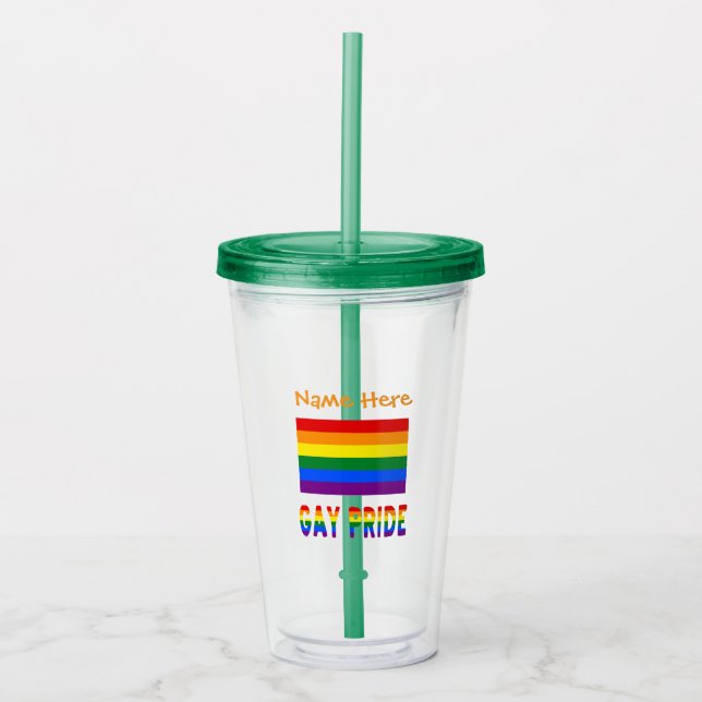Personlig HBTQ-regnbåge Gay Pride-flagga Take Away Mugg (Framsida)