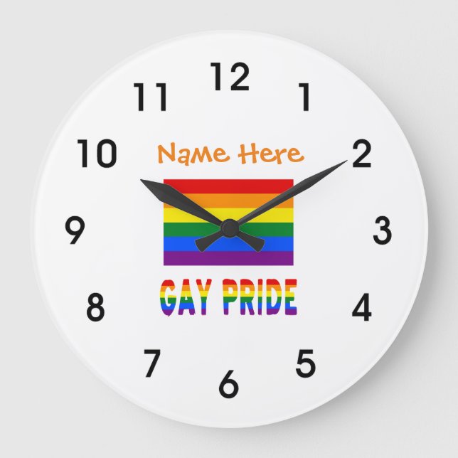Personlig HBTQ regnbågsflagga rund Stor Klocka (Framsida)