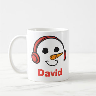 Personlig Headphone Music Snögubbe Kaffemugg