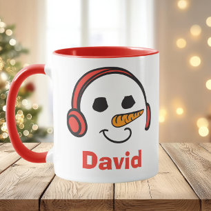 Personlig Headphone Music Snögubbe Mugg
