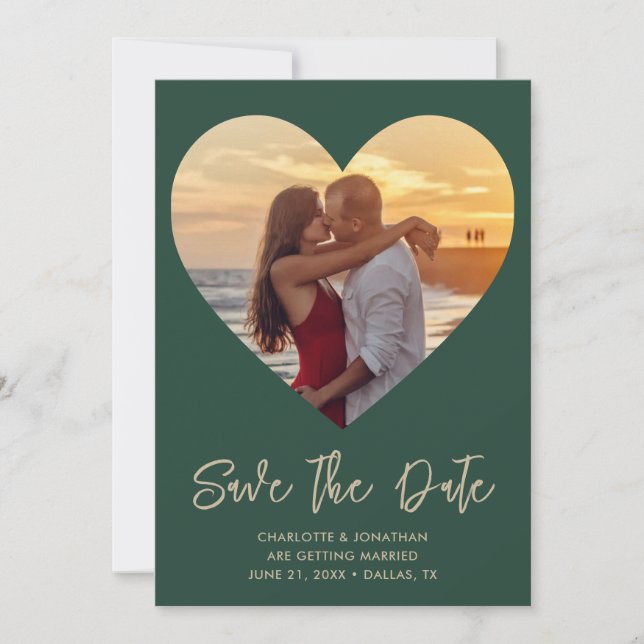 Personlig Heart Cutout Bröllop Photo Spara Datumet (Framsida)