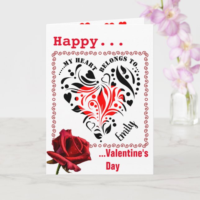 Personlig Heart Design Valentine Photo Card Kort (Orkide)