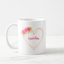 Personlig Heart & Flowers Romantic Mugg