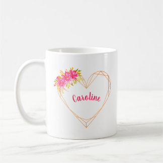 Personlig Heart & Flowers Romantic Mugg