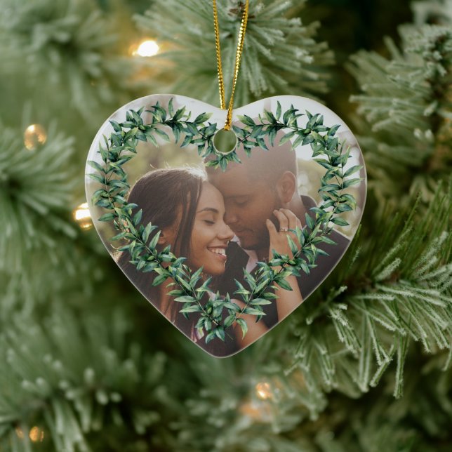 Personlig Heart - första marktad julfoto Julgransprydnad Keramik (Träd)