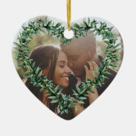 Personlig Heart - första marktad julfoto Julgransprydnad Keramik