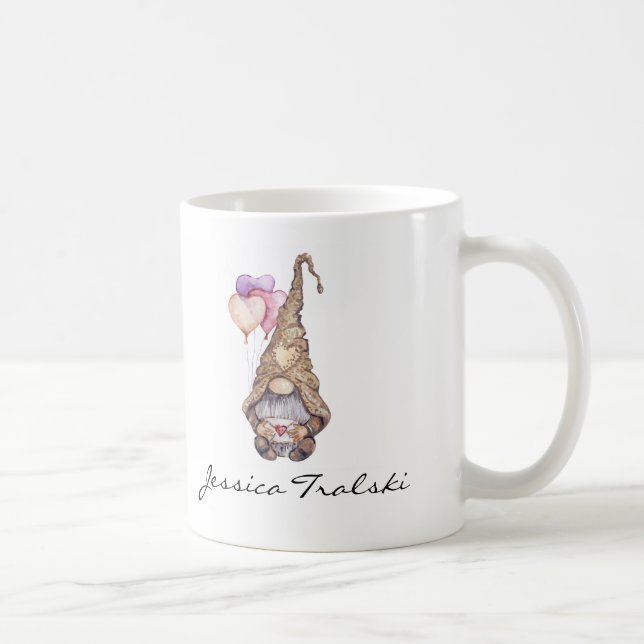 Personlig Heart Gnome Kaffemugg (Höger)