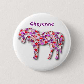 Personlig Heart Horse Rosa - Button Knapp