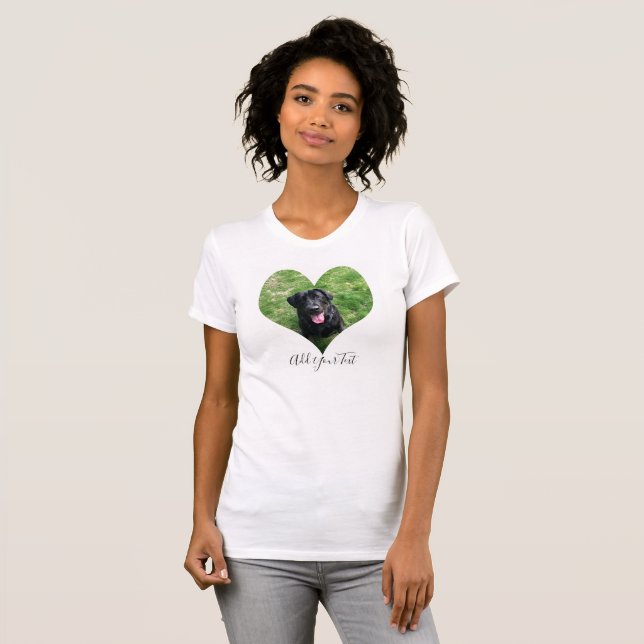 Personlig Heart Hund Pet Photo and Namn T-Shirt (Hel framsida)