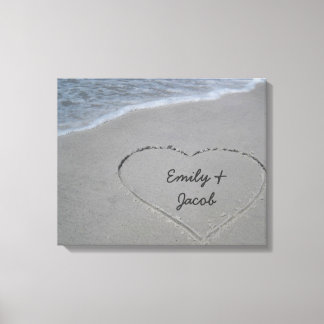 Personlig Heart i Sand Wrapped Canvas Skriv ut
