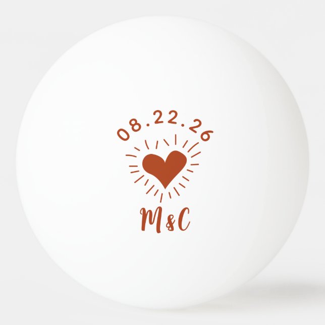 Personlig Heart Monogram Bröllop Pingisboll (Framsidan)