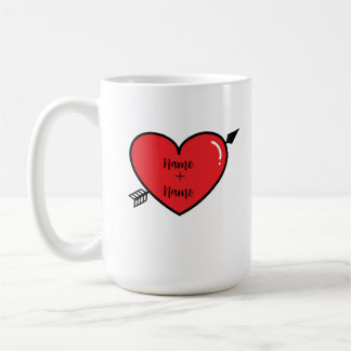 Personlig Heart Namn Coffee Mugg. Två Namn Mugg. Kaffemugg