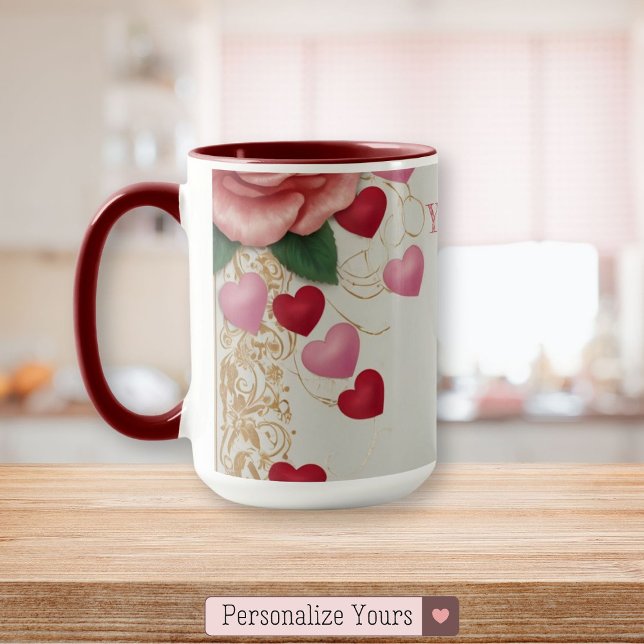 Personlig Heart och Ro Mugg (Personalized Heart and Rose Mug)