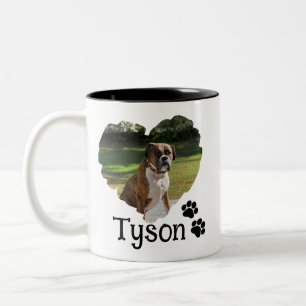 Personlig Heart och Tassar Pet Photo Två-Tonad Mugg