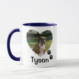 Personlig Heart och Tassar Pet Photo Two- Tone Cof Mugg