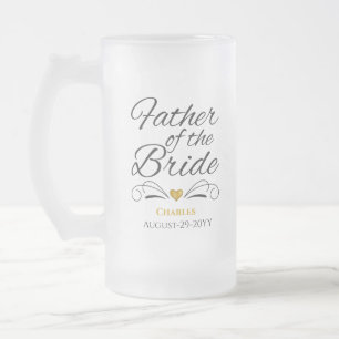 Personlig Heart of Guld Far of the Bride Frostat Ölglas