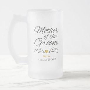 Personlig Heart of Guld Mor of the Groom Frostat Ölglas