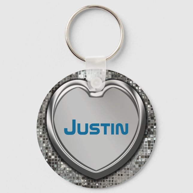 Personlig Heart on Sequins Keychain Nyckelring (Framsida)