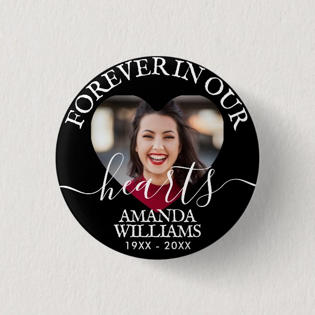 Personlig Heart Photo Memorial Knapp (Framsida)
