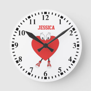 Personlig Heart Shape Red Cute Kärlek Design Rund Klocka