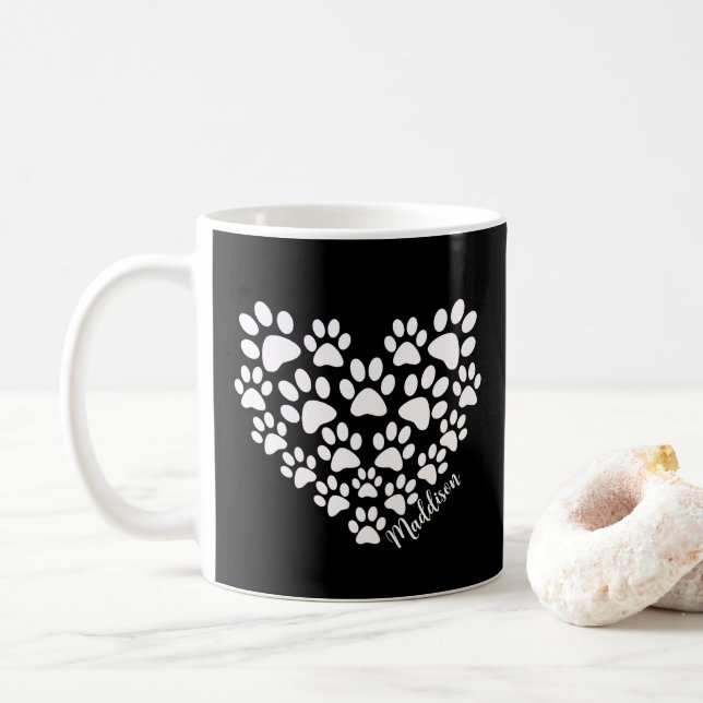 Personlig Heart Tass avtryck Kaffemugg (Med munk)