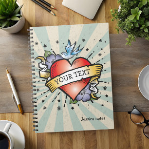 Personlig Heart Tattoo Retro Stil bärbar dator Anteckningsbok