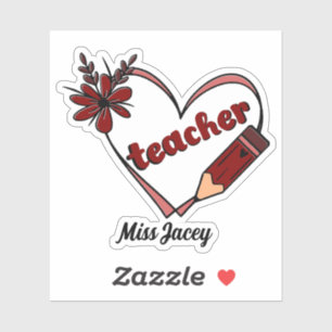 Personlig Heart Teacher Valentine Day Klistermärken
