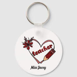 Personlig Heart Teacher Valentine Day Nyckelring