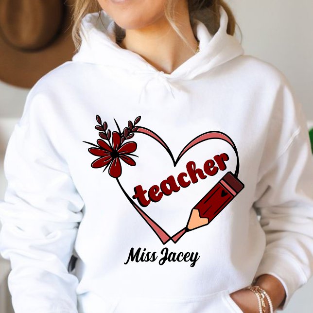 Personlig Heart Teacher Valentine Day T Shirt (Teacher Valentines Day Gift, Love Teacher, Valentines Day Teacher, Teacher Heart Reading hoodie)