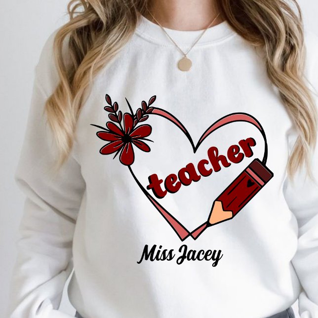 Personlig Heart Teacher Valentine Day T Shirt (Teacher Valentines Day Gift, Love Teacher, Valentines Day Teacher, Teacher Heart Reading sweatshirt)