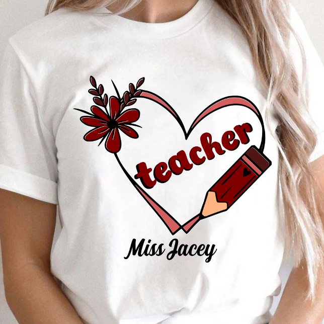 Personlig Heart Teacher Valentine Day T Shirt (Teacher Valentines Day Gift, Love Teacher, Valentines Day Teacher, Teacher Heart Reading shirt)