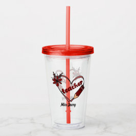 Personlig Heart Teacher Valentine Day Take Away Mugg