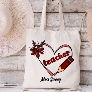 Personlig Heart Teacher Valentine Day Tygkasse
