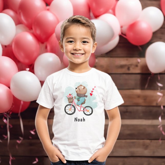 Personlig Hearts Cute Teddy Kids Valentines day T Shirt (Skapare uppladdad)