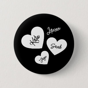 Personlig Hearts Mor mellan Black & White Knapp