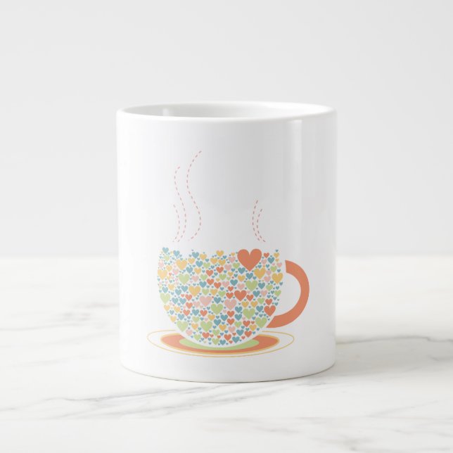 Personlig Hearts Prated Tea-Coffee Mugg Jumbo Mugg (Framsidan)