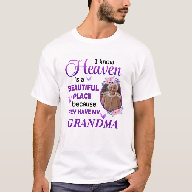 Personlig Heaven är ett vackert Ställe Memorial T Shirt (Framsida)