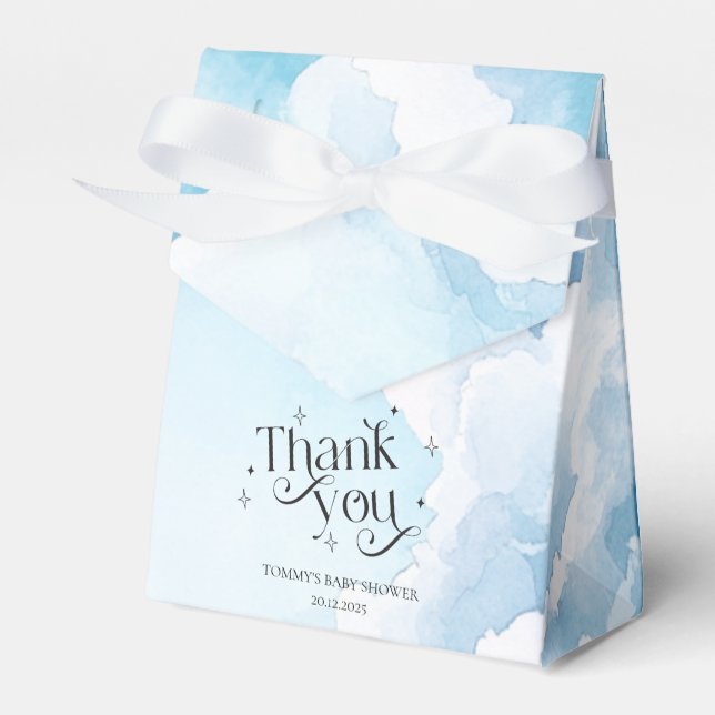 Personlig Heaven Sent Blue Clouds Baby Shower Presentaskar (Framsidan Sidan)