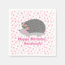 Personlig Hedgehog Birthday Napkin