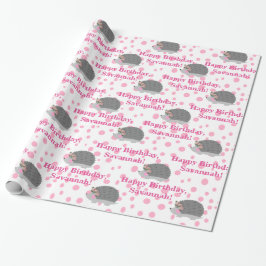 Personlig Hedgehog Birthday Wrapping Papper Presentpapper
