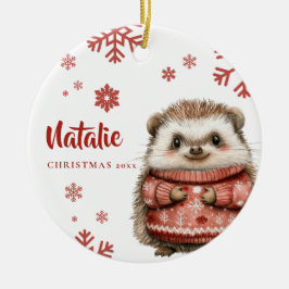 Personlig Hedgehog jul Snowflake Julgransprydnad Keramik