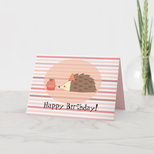 Personlig Hedgehog och Cupkaka Kort (Framsida)