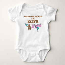 Personlig "Hej BIG World" baby Baby Bodykostym T Shirt